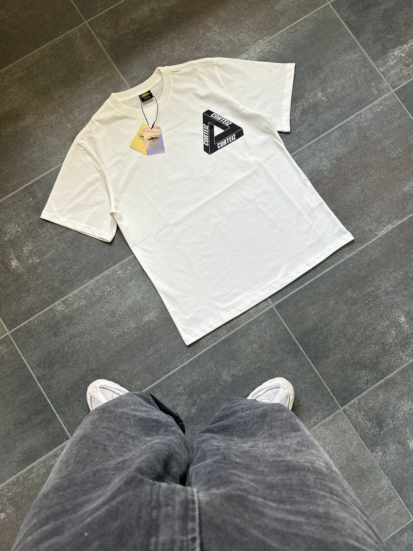 Corteiz X Palace White & Black Graphic Tee