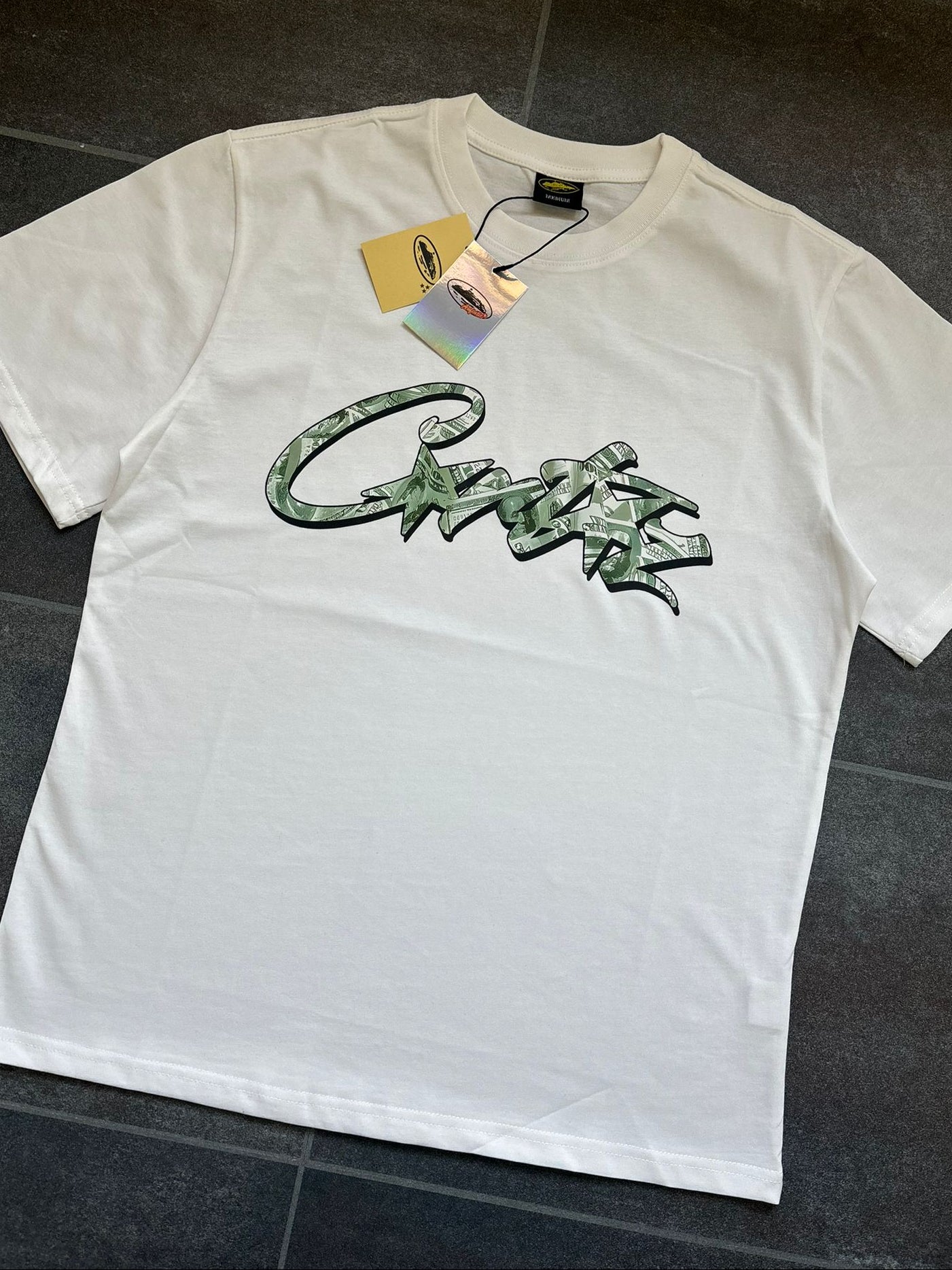 Corteiz White & Green Money Graphic Tee