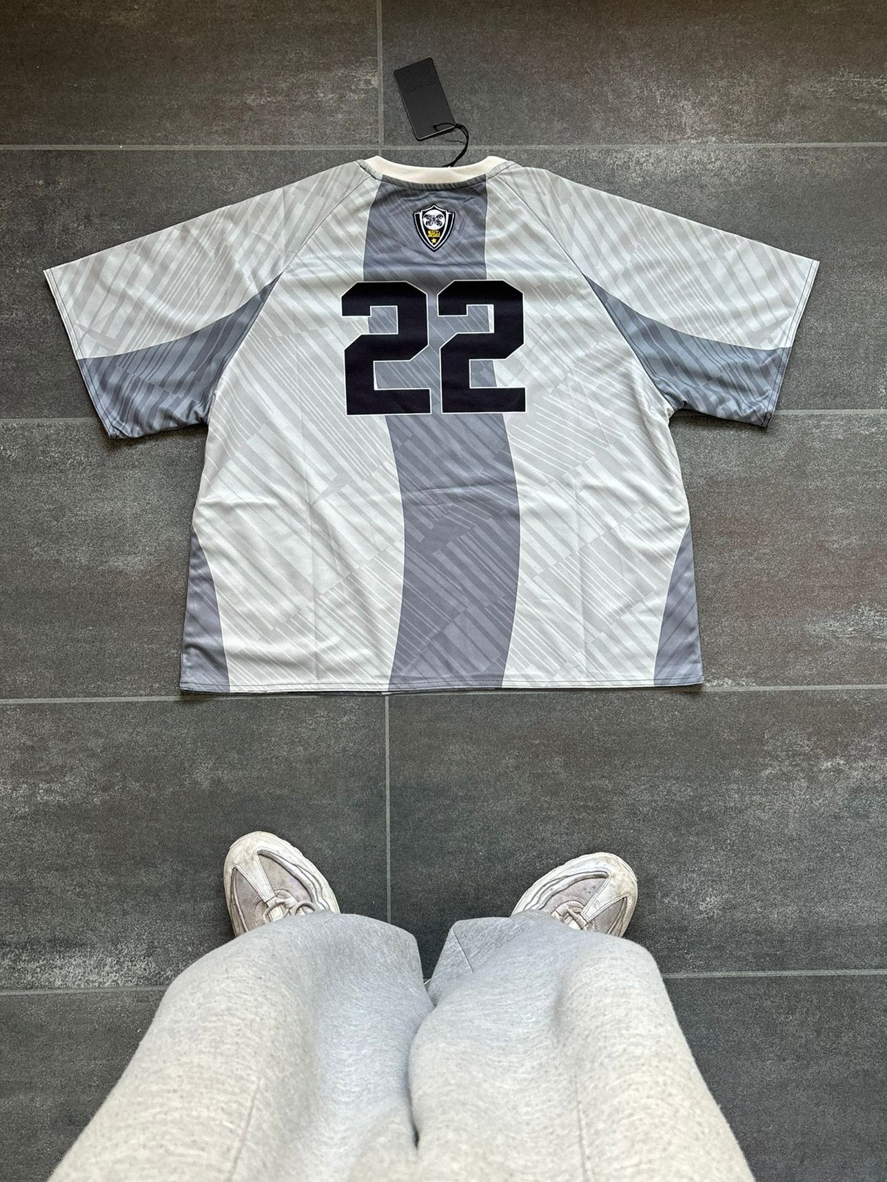 Mertra Blue & Grey Cropped Football Jersey