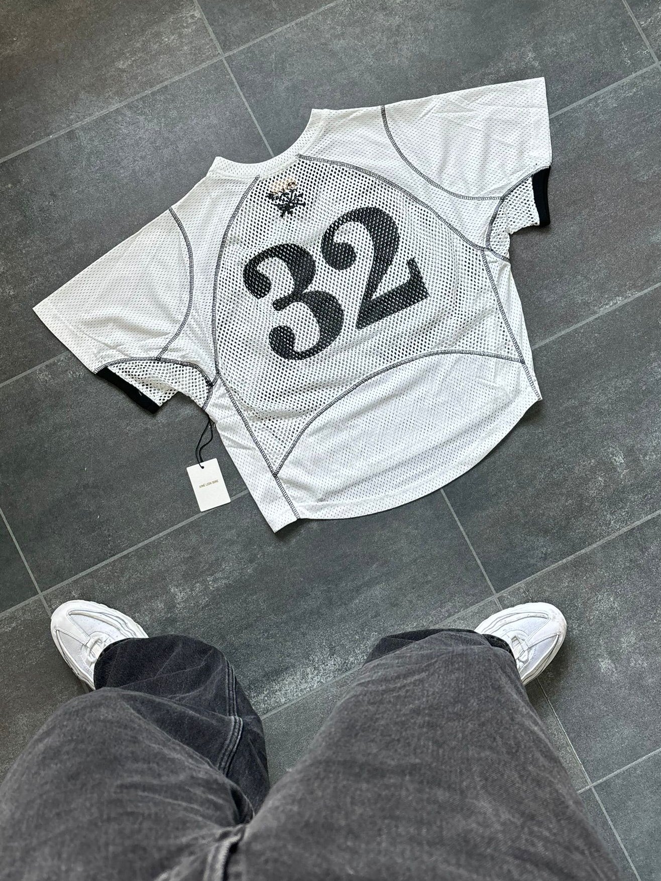 ALD Grey & Black Cropped Netted Jersey