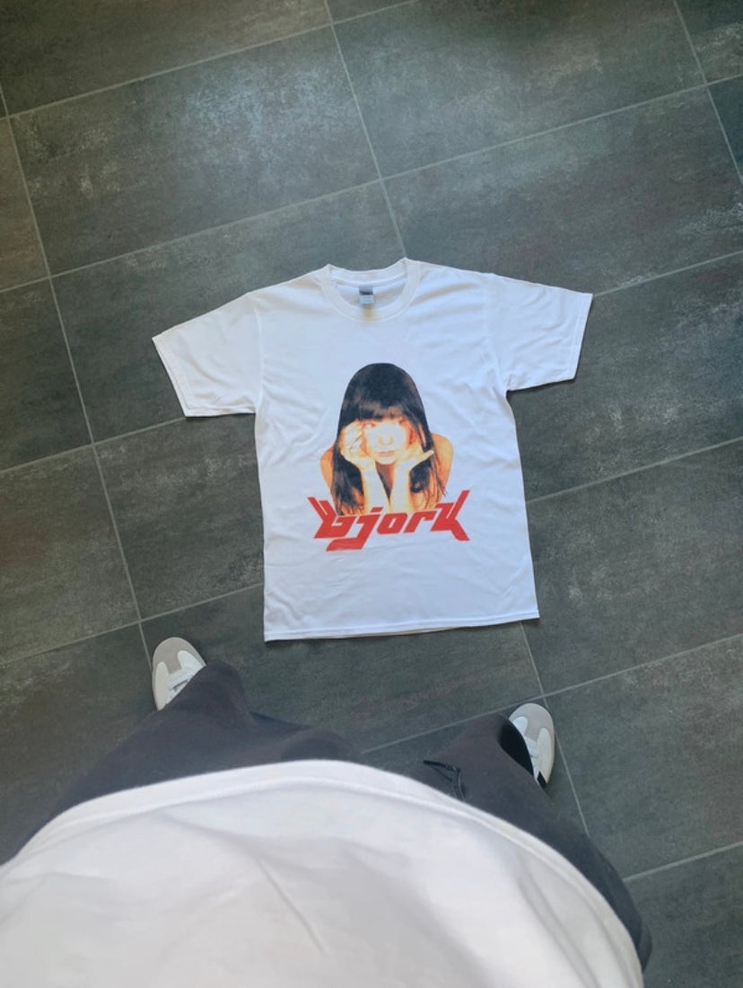 White Bjork Vintage Graphic Tee