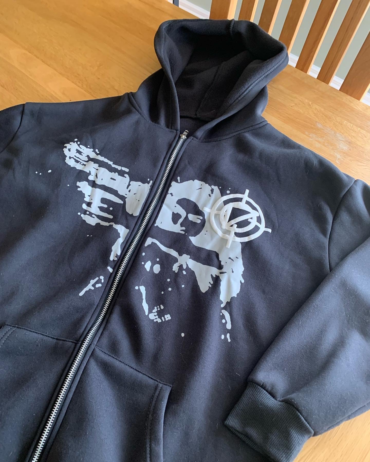 Black Custom Graphic Full Zip Hoodie