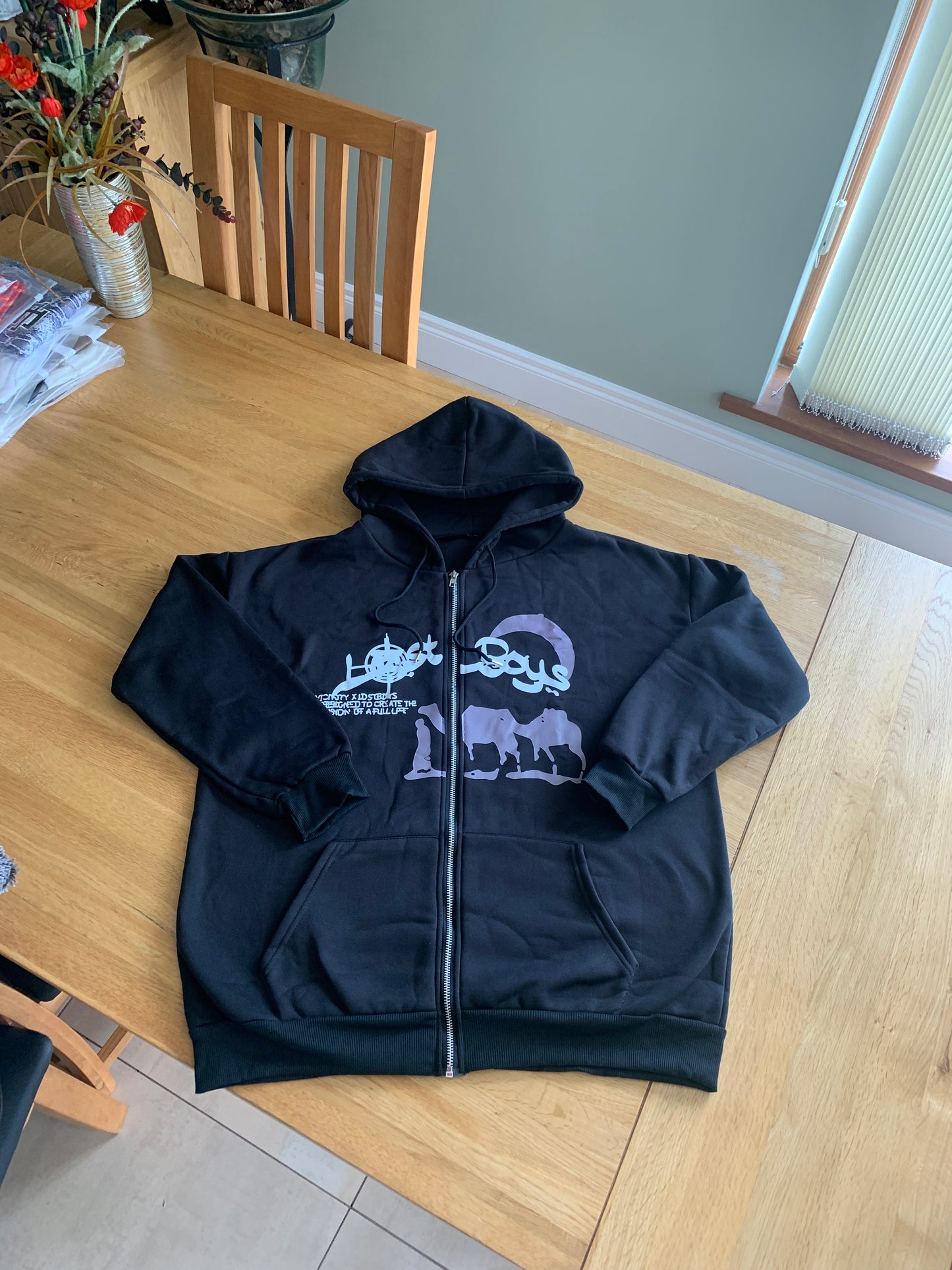 Lost Days Black Graphic Zip-Up