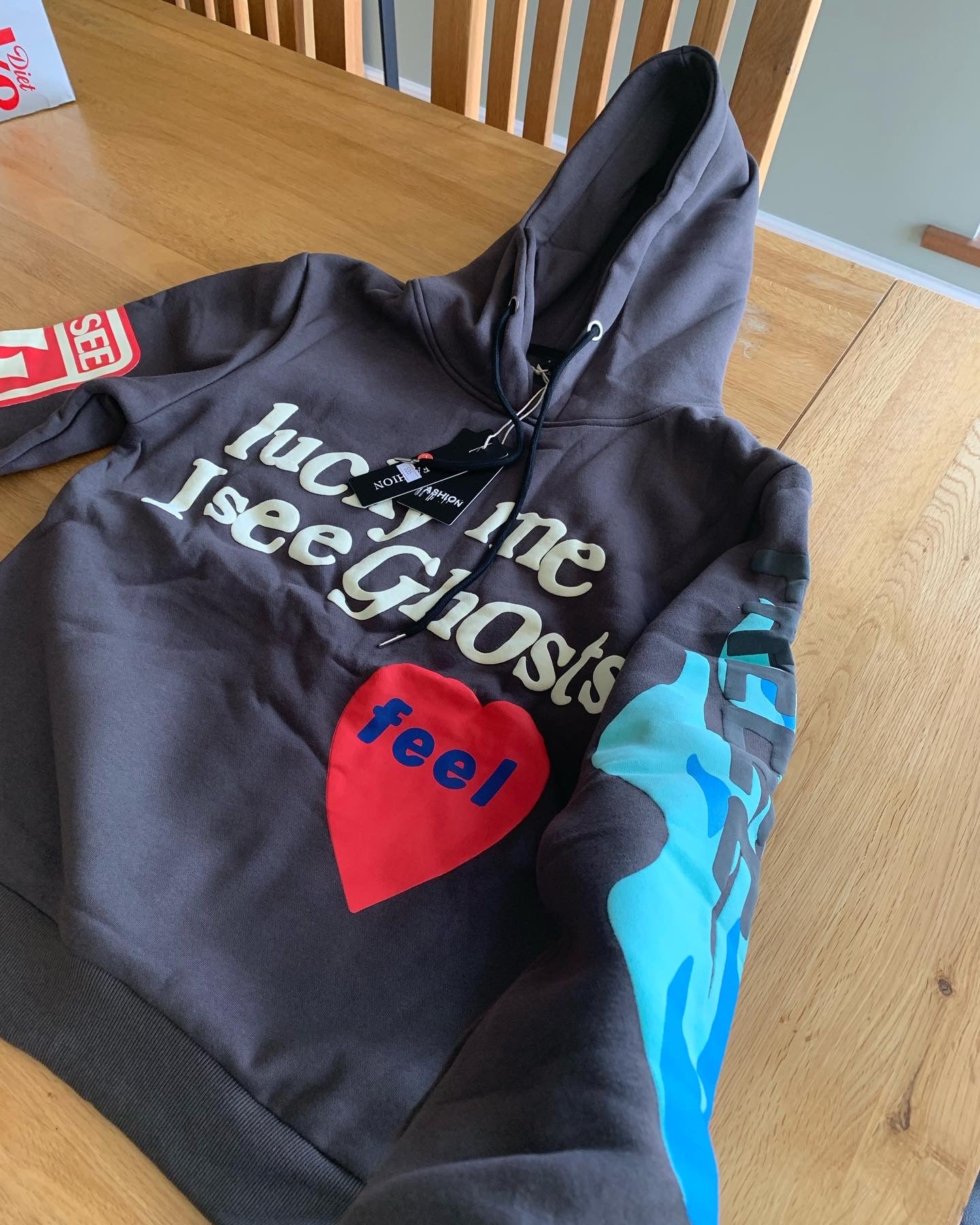 Lucky Me I See Ghosts Grey Graphic Hoodie