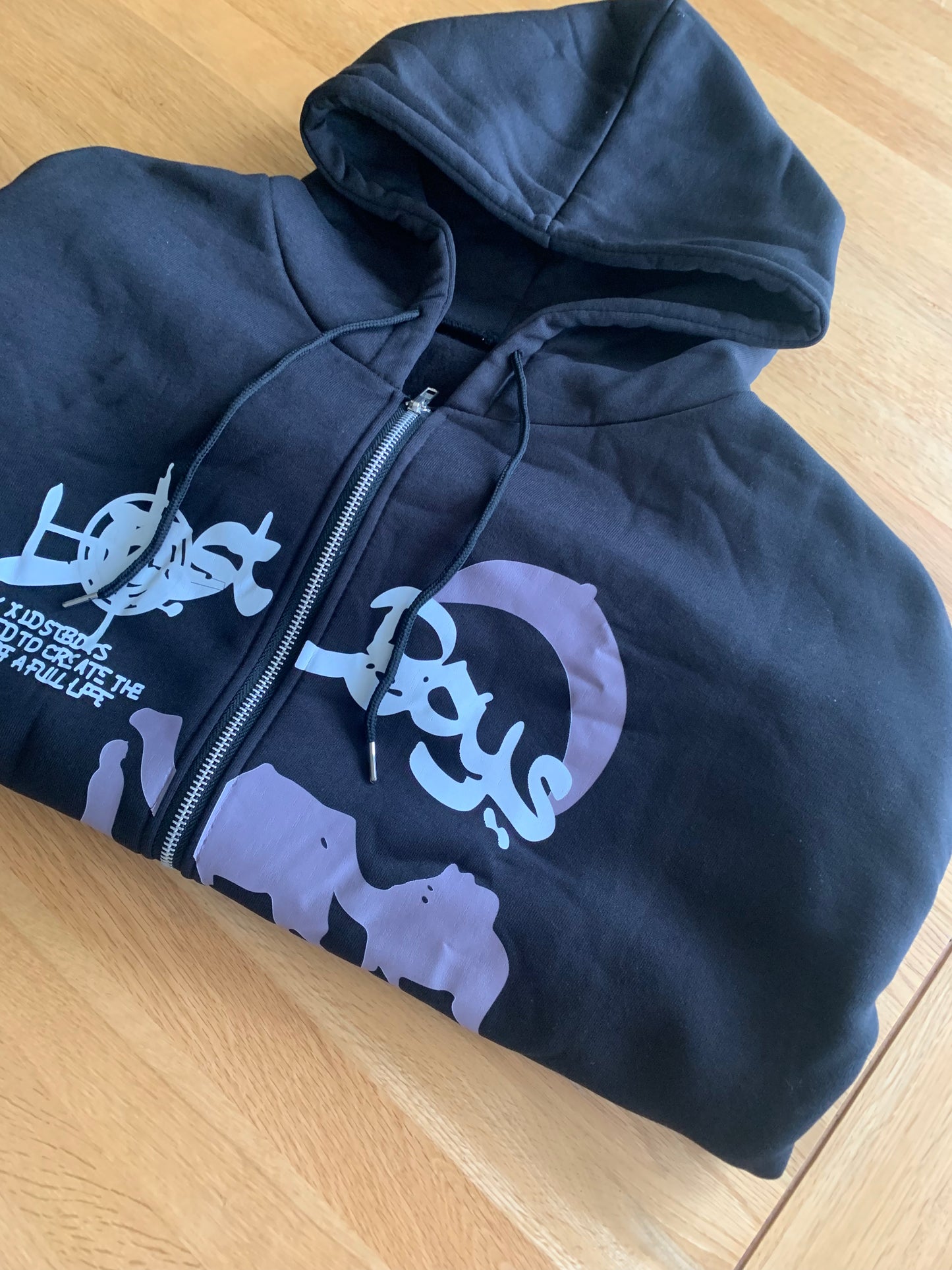 Lost Days Black Graphic Zip-Up
