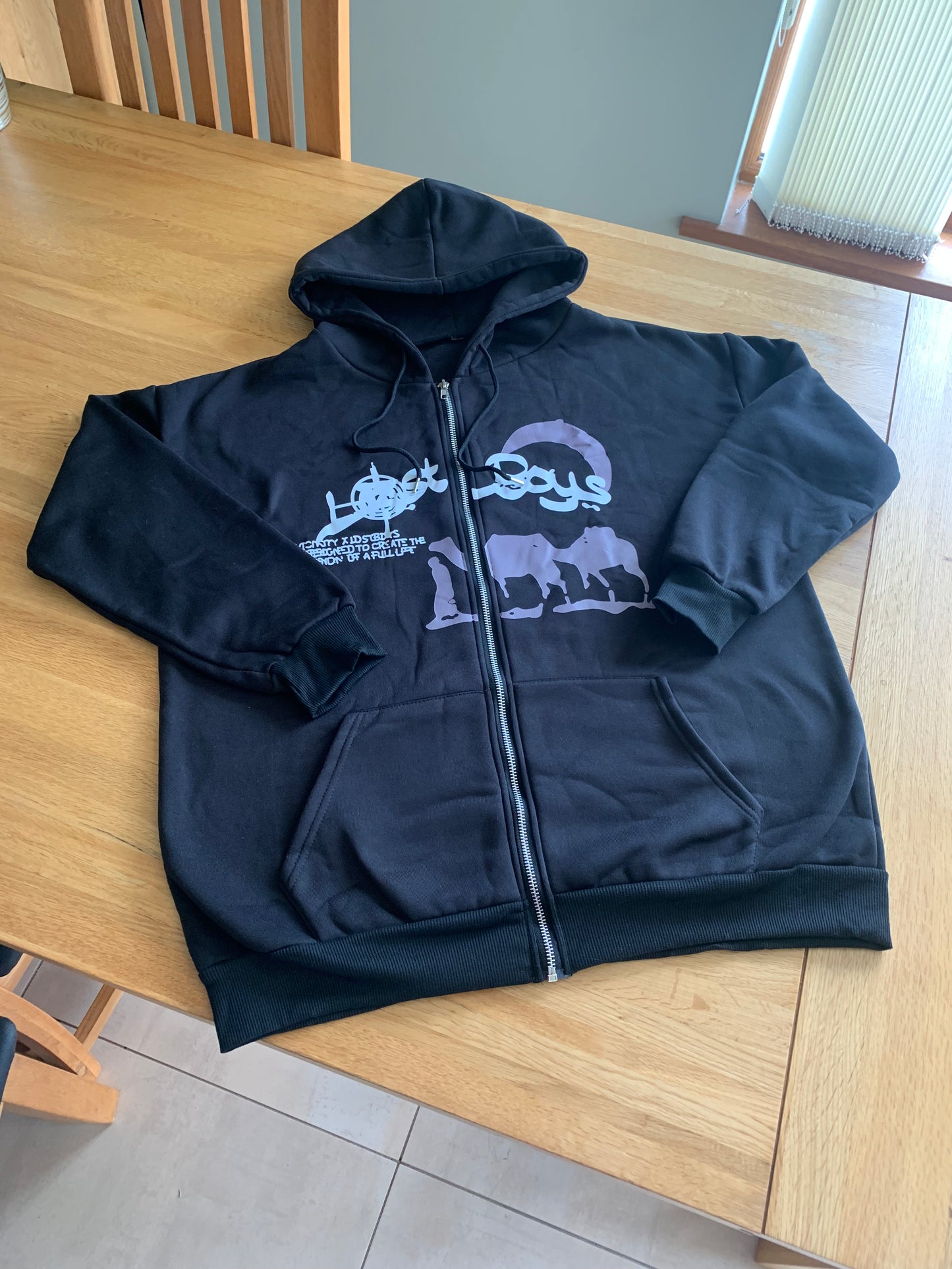 Lost Days Black Graphic Zip-Up