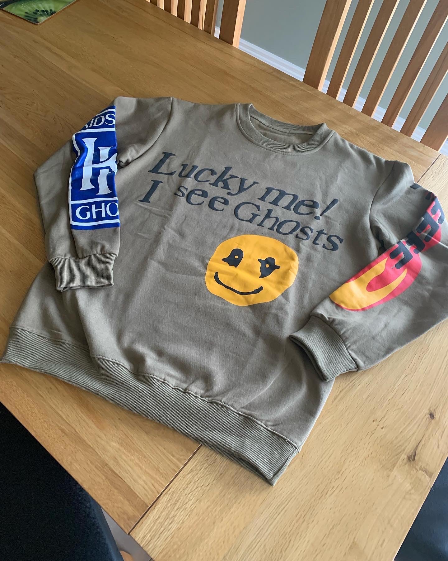 Lucky Me I See Ghosts Brown Graphic Sweatshirt