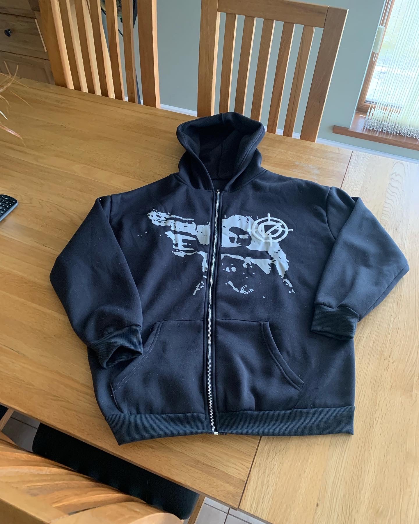 Black Custom Graphic Full Zip Hoodie