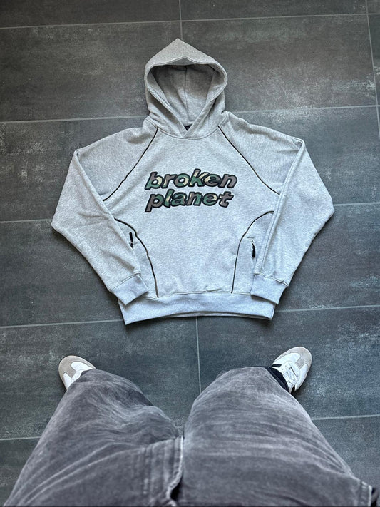 Broken Planet Grey & Camo Graphic Tee