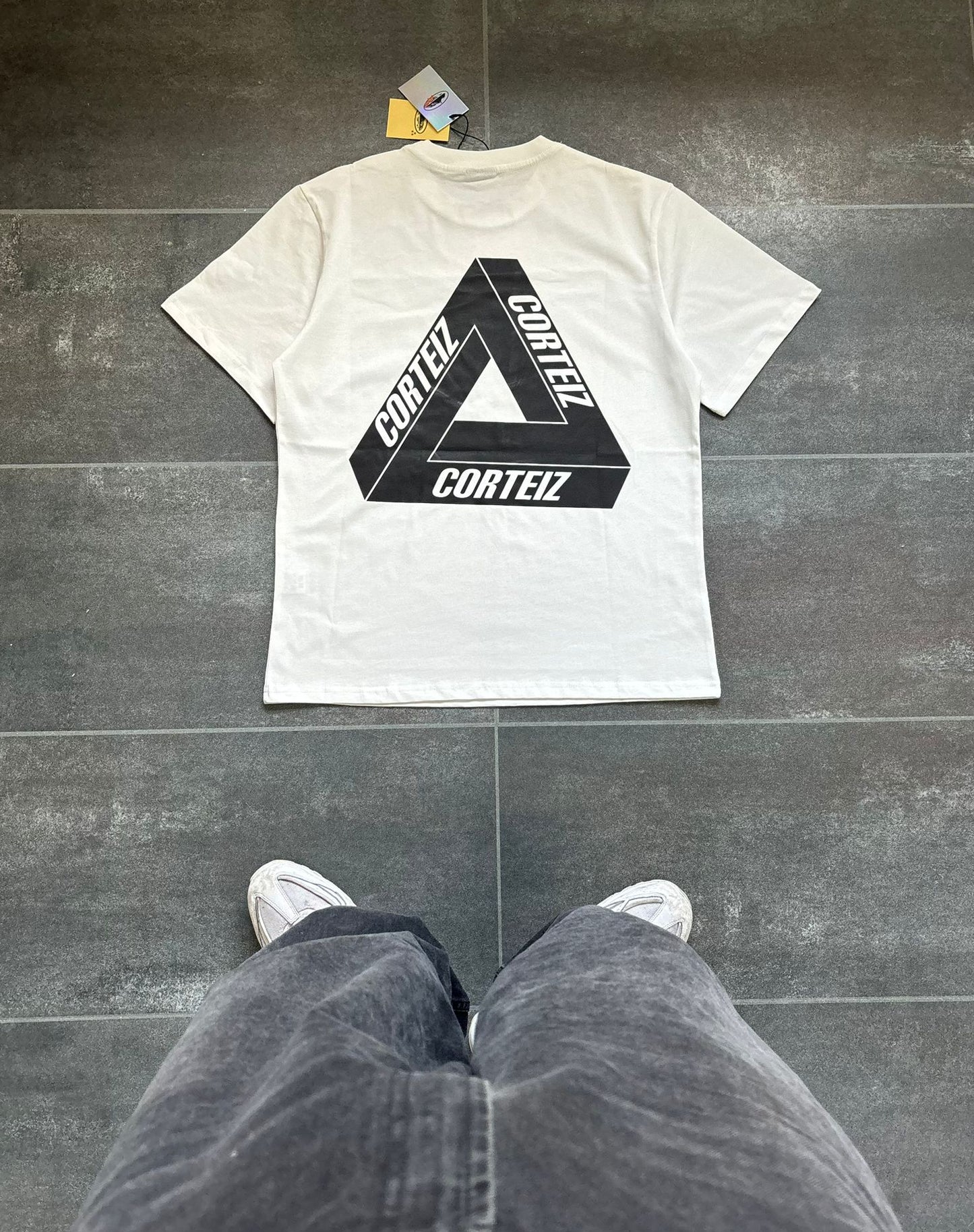 Corteiz X Palace White & Black Graphic Tee