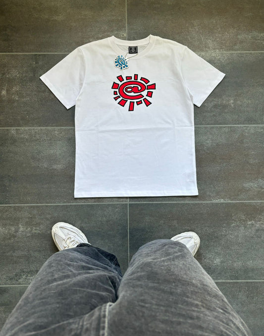 Adwysd White & Red Sun Graphic Tee