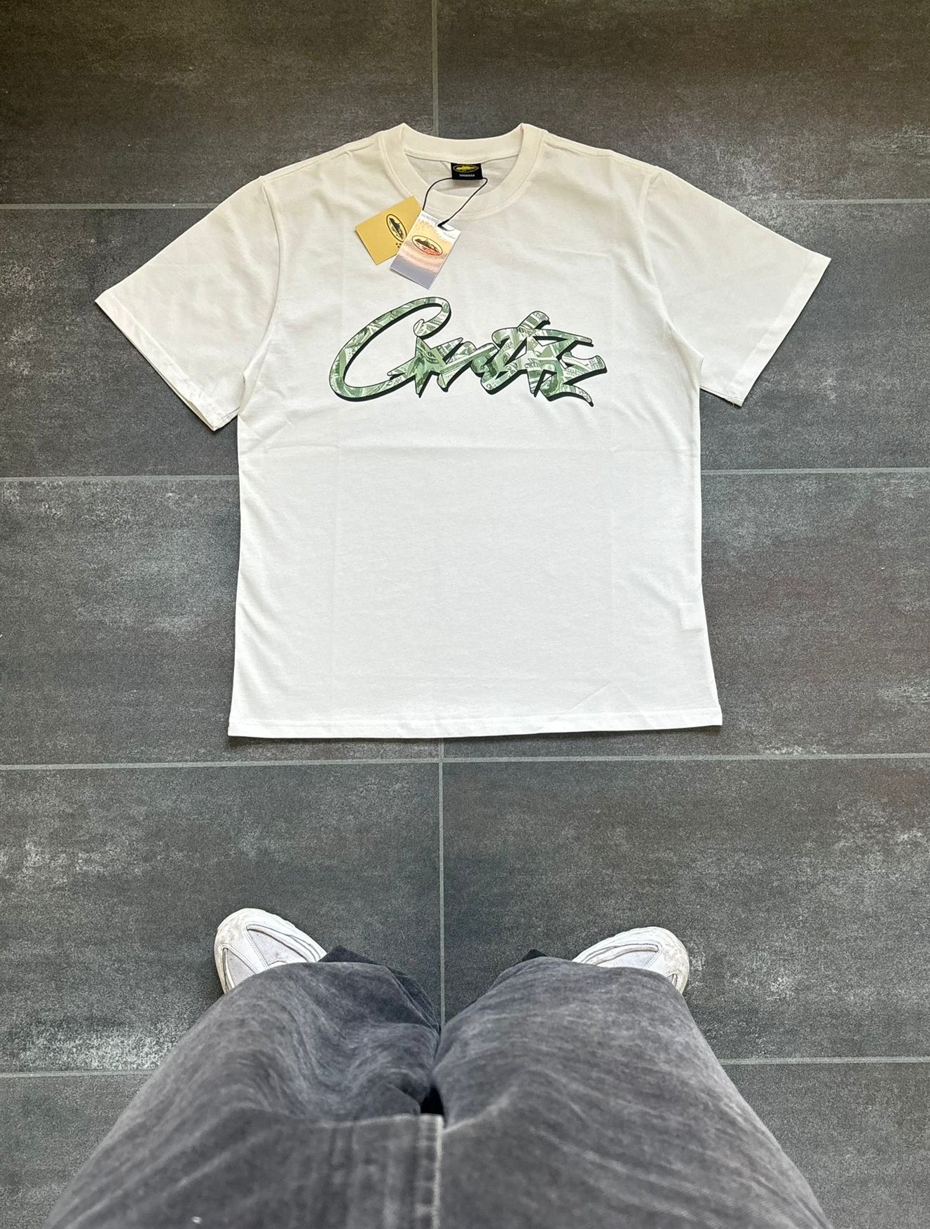 Corteiz White & Green Money Graphic Tee
