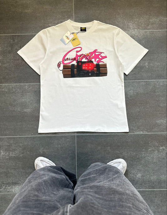 Corteiz White & Pink "No Time 4 Luv" Graphic Tee