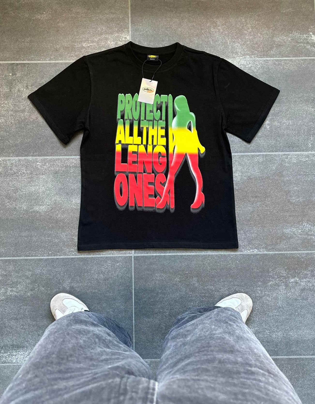 Corteiz Black "Protect Leng Ones" Graphic Tee