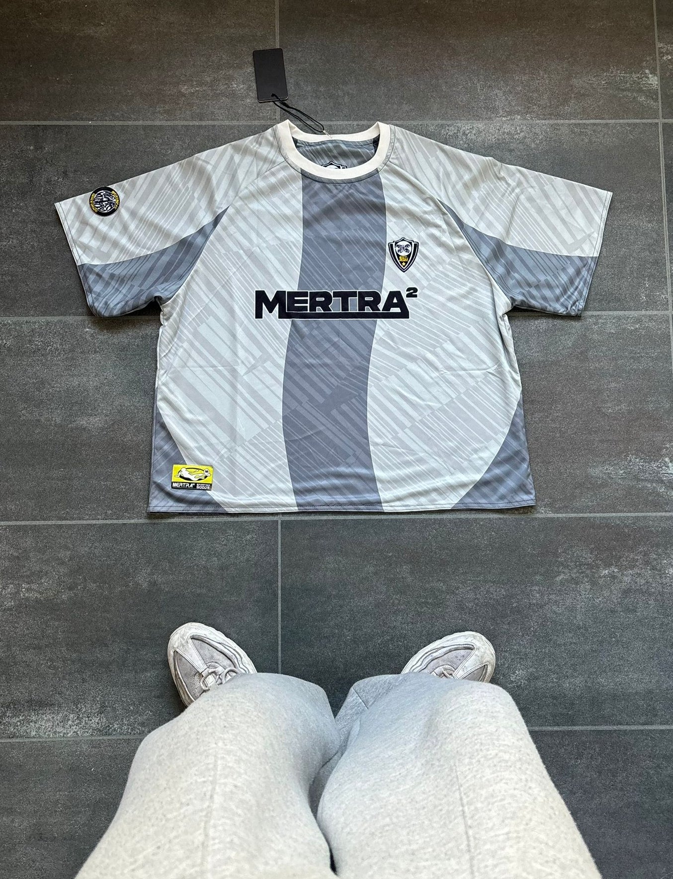 Mertra Blue & Grey Cropped Football Jersey