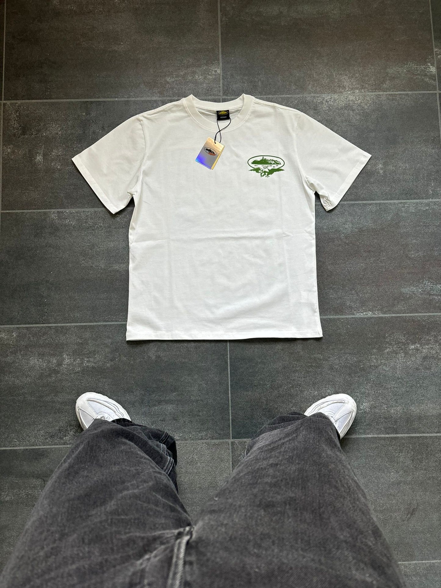 Corteiz White & Green "No Carry Last" Graphic Tee