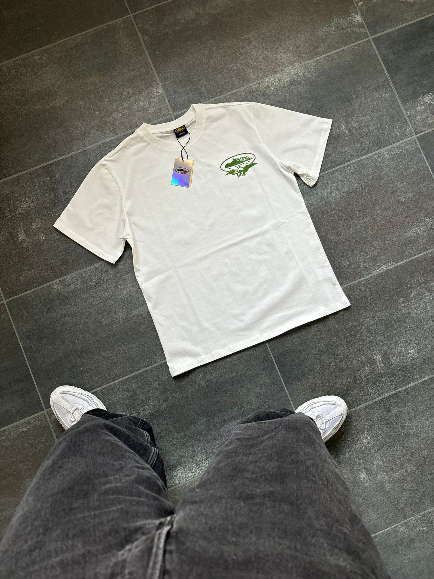 Corteiz White & Green "No Carry Last" Graphic Tee