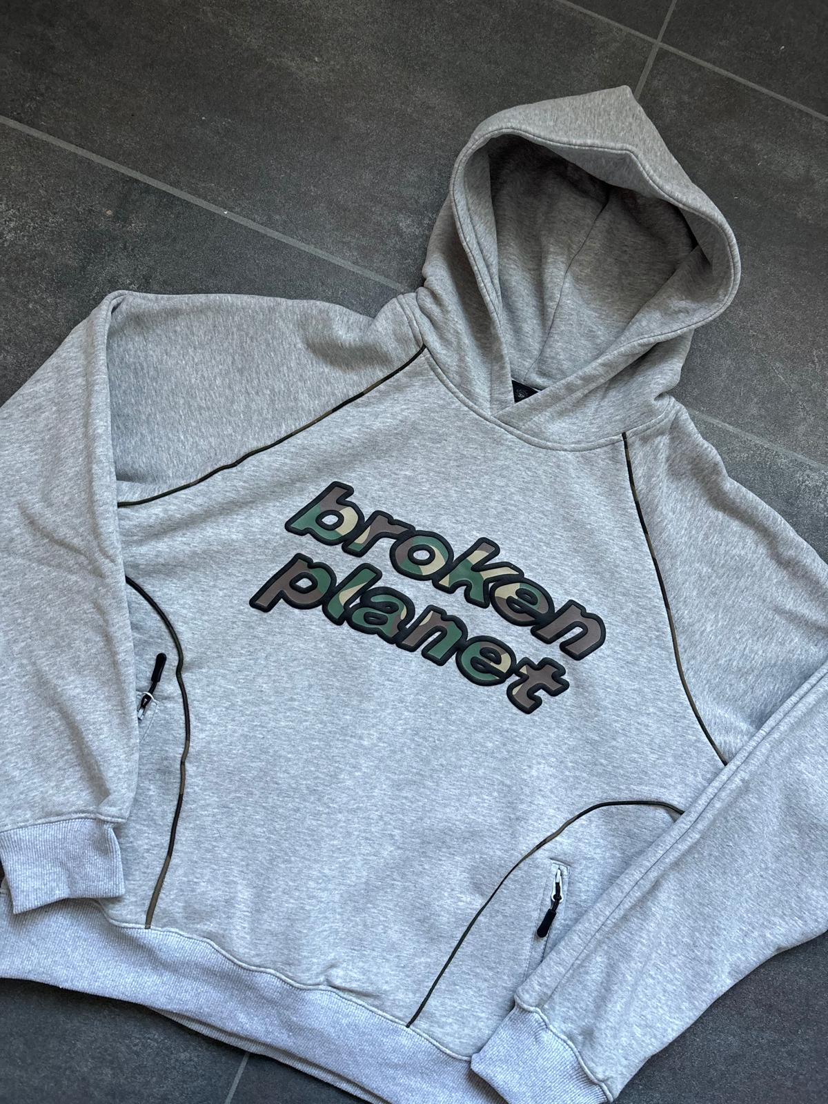 Broken Planet Grey & Camo Graphic Tee