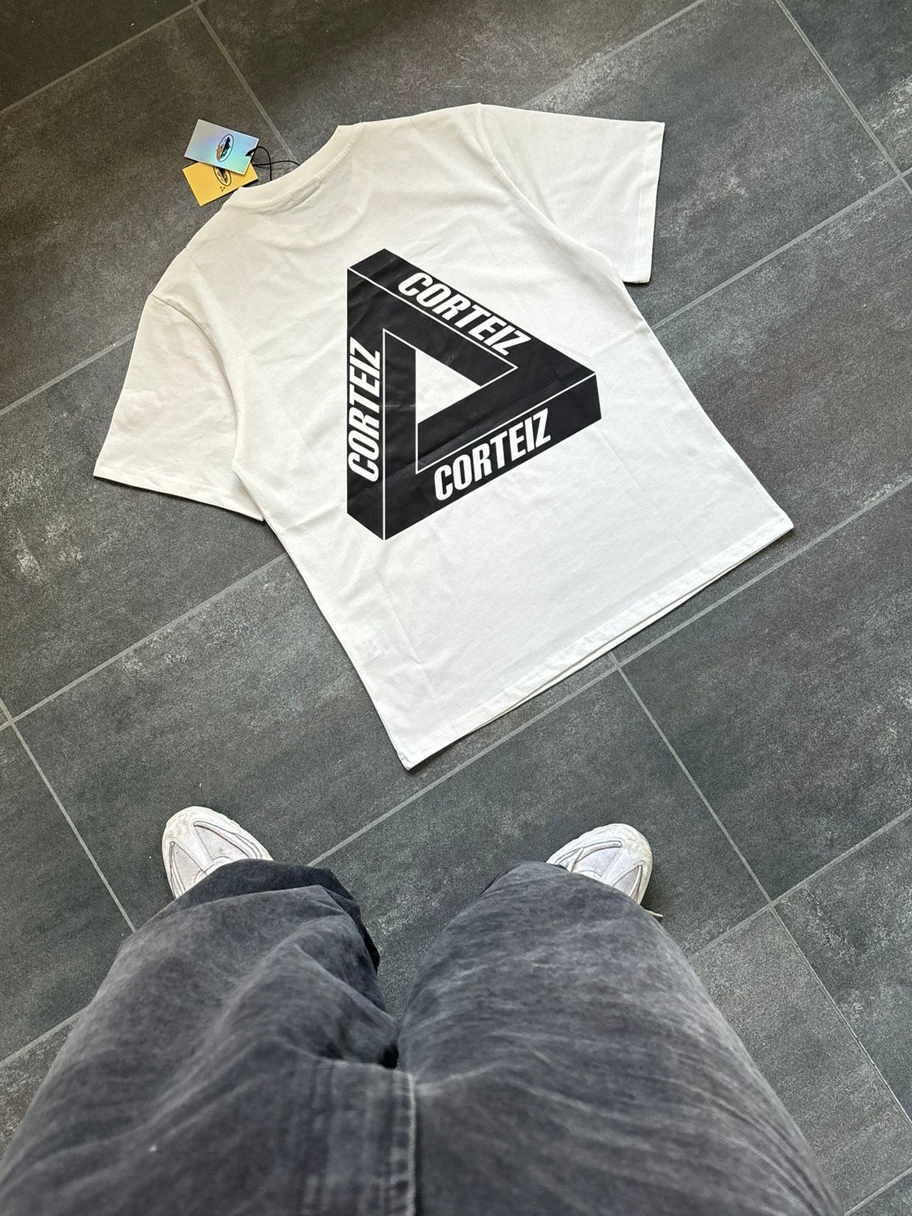 Corteiz X Palace White & Black Graphic Tee