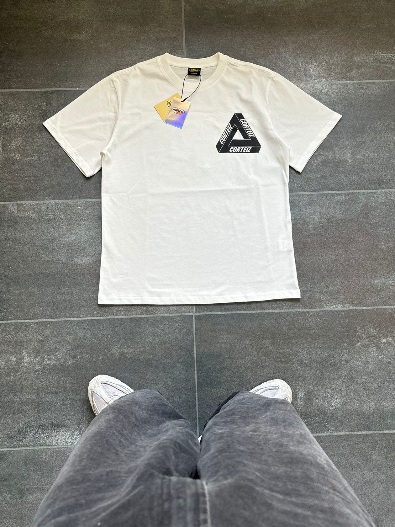 Corteiz X Palace White & Black Graphic Tee