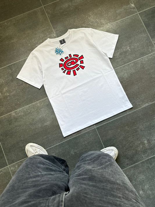 Adwysd White & Red Sun Graphic Tee