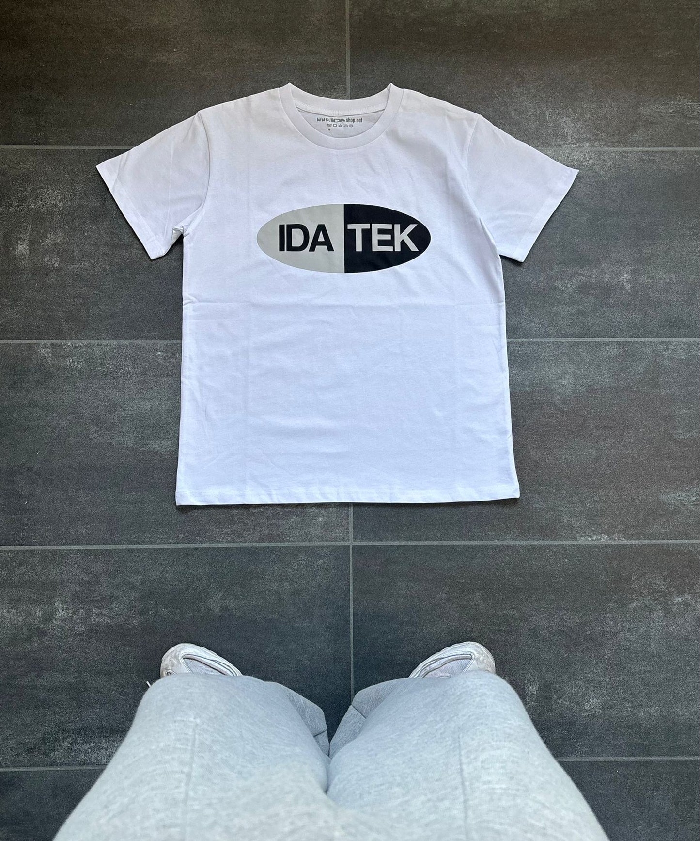 IDA TEK White & Grey Graphic Tee