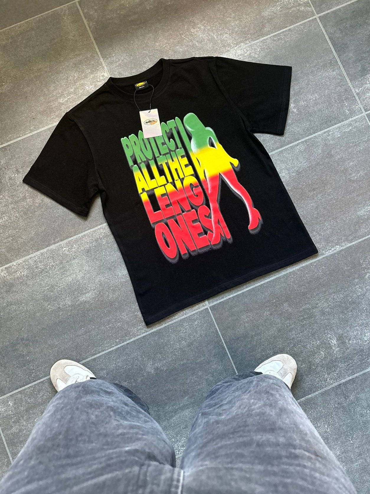 Corteiz Black "Protect Leng Ones" Graphic Tee