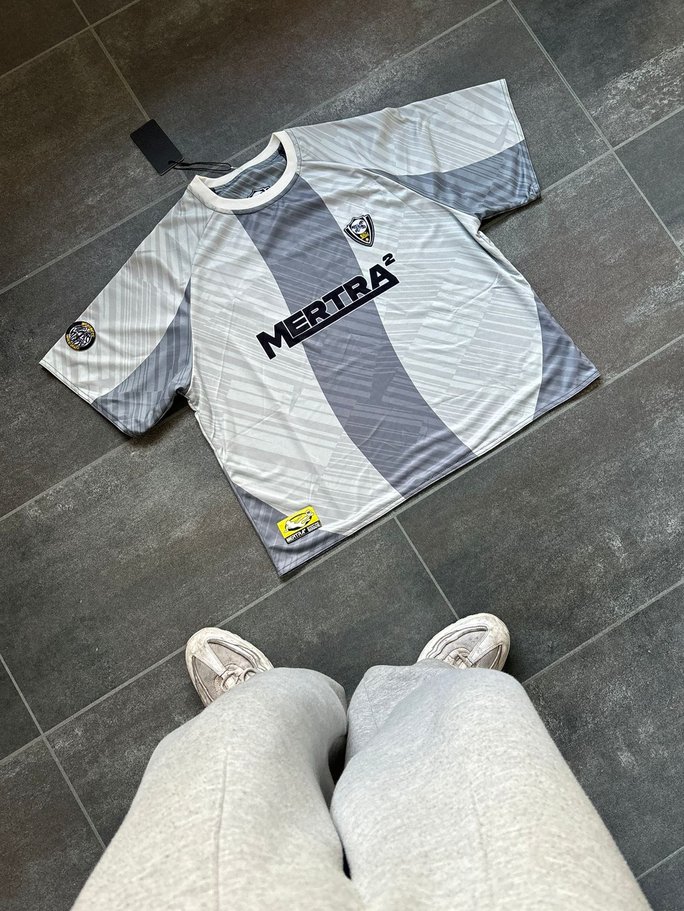 Mertra Blue & Grey Cropped Football Jersey