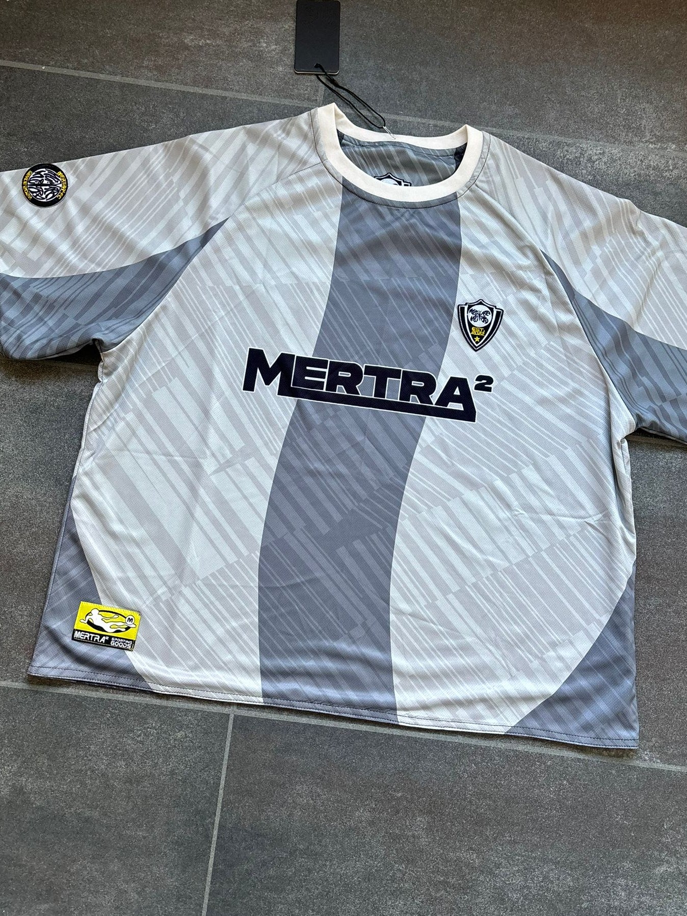 Mertra Blue & Grey Cropped Football Jersey