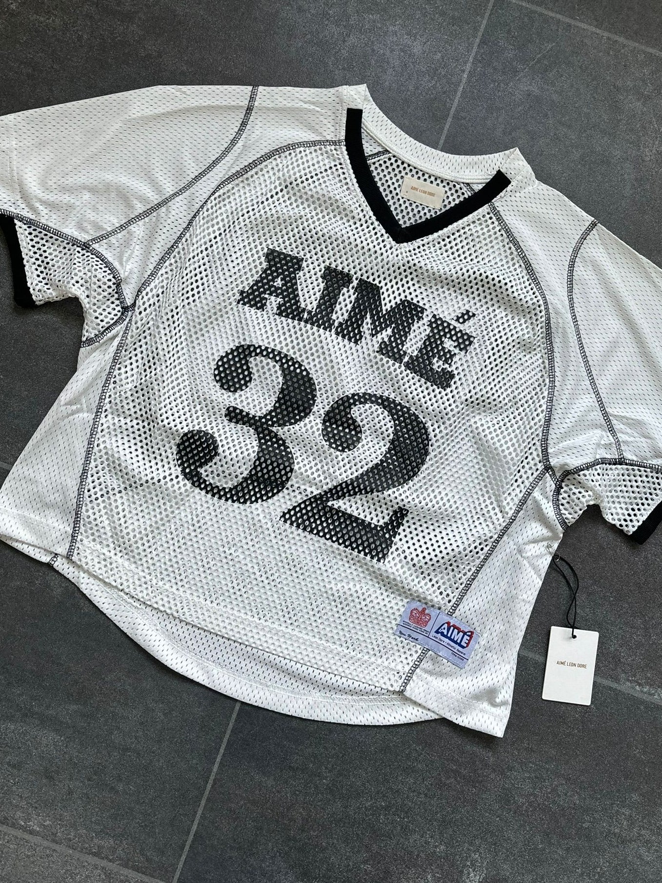 ALD Grey & Black Cropped Netted Jersey