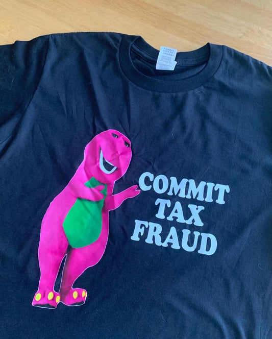 Barney “Commit Tax Fraud” Black Graphic Tee