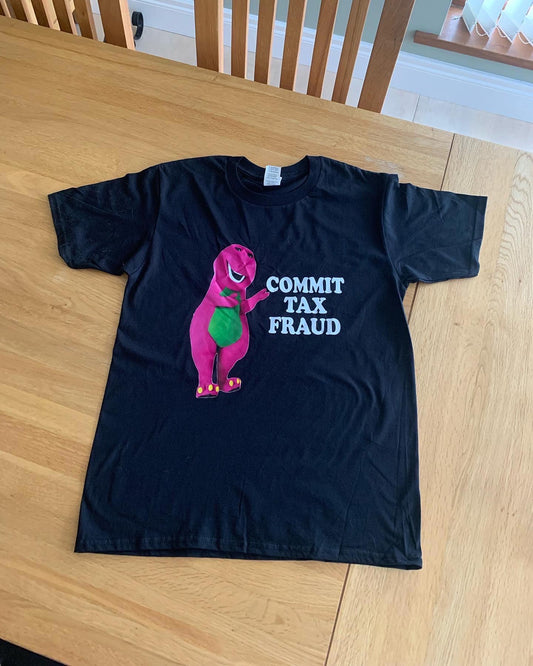 Barney “Commit Tax Fraud” Black Graphic Tee